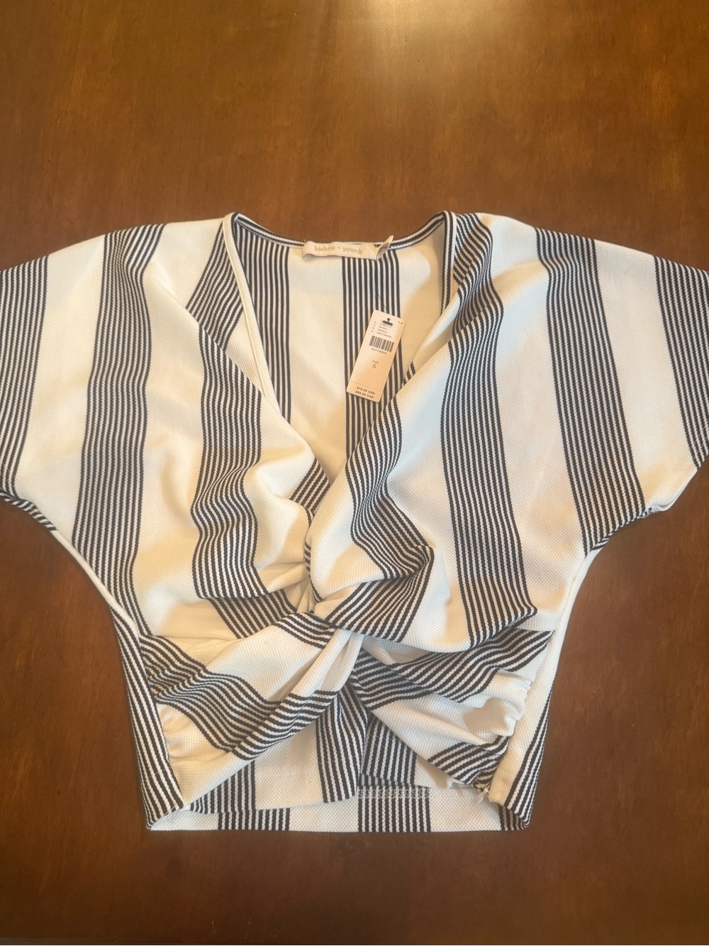 Anthropologie striped Twist-Front Women’s Top - White & Black